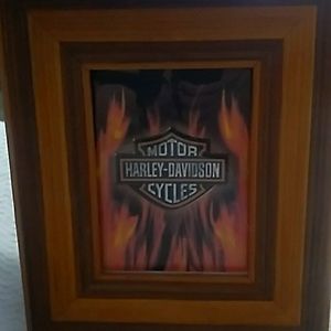 Harley-Davidson flames print framed